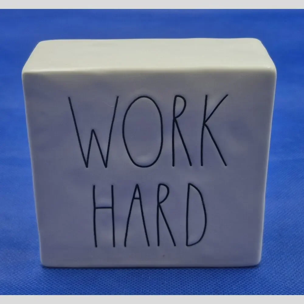 Rae Dunn Work Hard Be Brave Desk Block 4x4